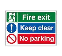 V Safety Fire Exit/Keep Clear/No Parking 400 x 300 mm - 1mm Rigid Plastic Safety Sign