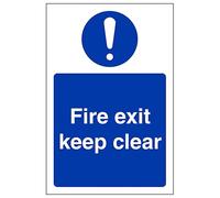 V Safety Fire Exit Keep Clear - Portrait 100 x 150 mm - 3mm Aluminium Composite Safety Sign