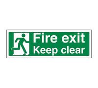 V Safety Fire Exit Keep Clear Sign - 300mm x 100mm - 2mm Rigid Plastic