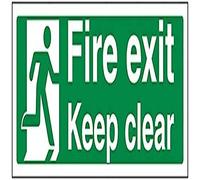 V Safety Fire Exit Keep Clear Sign - 300mm x 100mm - Self Adhesive Vinyl