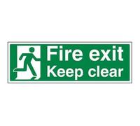 V Safety Fire Exit Keep Clear Sign - 450mm x 150mm - 1mm Rigid Plastic
