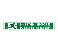 V Safety Fire Exit Keep Clear Sign - 600mm x 200mm - 2mm Rigid Plastic