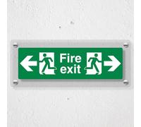 V Safety Fire Exit Left & Right 300 x 100 mm - Acrylic Perspex Cast Clear Safety Sign