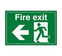V Safety Fire Exit/Man Running/Left 300 x 200 mm - Self Adhesive Vinyl Safety Sign