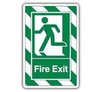 V Safety Fire Exit Man Running Left - ExtraViz 250 x 350 mm - Glow In The Dark 1mm Rigid Plastic Safety Sign