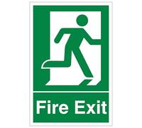 V Safety Fire Exit Man Running Right - Portrait 200 x 300mm - 2mm Rigid Plastic Safety Sign