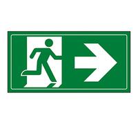 V Safety Fire Exit Man Running Right Sign - 600x300mm - Green 1mm Rigid Plastic