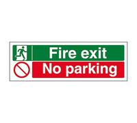 V Safety Fire Exit/No Parking 300 x 100 mm - 2mm Super-Tough Rigid Plastic Safety Sign