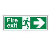 V Safety Fire Exit Safety Sign Arrow Right - 2mm Rigid Plastic 450X150mm