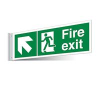 V Safety Fire Exit Up Left/Right Corridor Sign - Landscape 450 x 150 mm - 3mm Indoor Palboard Safety Sign