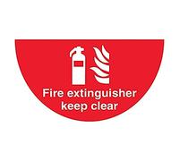 V Safety Fire Extinguisher - 620x350mm - Half Moon Self Adhesive Floor Sticker