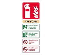 V Safety Fire Extinguisher - Aff Foam ID - 100 x 280 mm Restickable Safety Sign Safety Sign