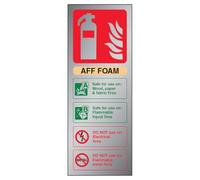 V Safety Fire Extinguisher-AFF Foam ID Sign - 75mm x 200mm - 3mm Brushed Alu Comp