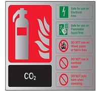 V Safety Fire Extinguisher-CO2 ID Sign - 150mm x 100mm - Self Adhesive Alu Effect