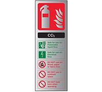 V Safety Fire Extinguisher-CO2 ID Sign - 75 mm x 200 mm - Self Adhesive Alu Effect Safety Sign