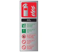 V Safety Fire Extinguisher-CO2 ID Sign - 75mm x 200mm - 1.6mm Alu Rigid Plastic