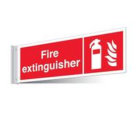 V Safety Fire Extinguisher Corridor Sign - Landscape 450 x 150 mm - 3mm Indoor Palboard Safety Sign