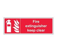 V Safety Fire Extinguisher Keep Clear - Landscape 300 x 100 mm - 3mm Brushed Aluminium Composite Safety Sign