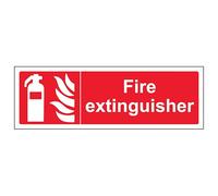 V Safety Fire Extinguisher - Landscape 300 x 100 mm - Self Adhesive Vinyl - Aluminium Effect Safety Sign