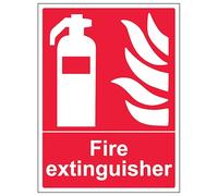 V Safety Fire Extinguisher - Portrait 200 x 300mm - 2mm Rigid Plastic Safety Sign