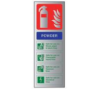 V Safety Fire Extinguisher-Powder ID Sign - 75mm x 200mm - 3mm Brushed Alu Comp