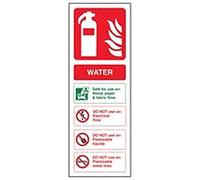 V Safety Fire Extinguisher - Water ID - 100 x 280 mm Safety Sign