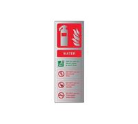 V Safety Fire Extinguisher-Water ID Sign - 100mm x 280mm - 1.6mm Alu Rigid Plastic