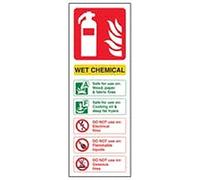 V Safety Fire Extinguisher - Wet Chemical ID - 100 x 280 mm Safety Sign