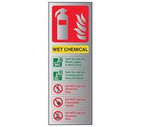 V Safety Fire Extinguisher-Wet Chemical ID Sign - 75mm x 200mm - 3mm Brushed Alu Comp