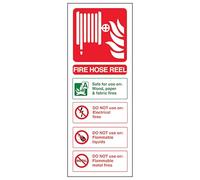 V Safety Fire Hose Reel 100 x 280 mm - Glow In The Dark 1mm Rigid Plastic Safety Sign