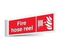 V Safety Fire Hose Reel Corridor Sign - Landscape 450 x 150 mm - 3mm Indoor Palboard Safety Sign