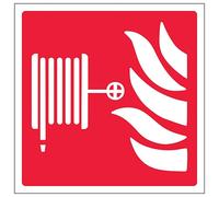 V Safety Fire Hose Reel Symbol 200 x 200 mm - Glow In The Dark 1mm Rigid Plastic Safety Sign