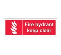 V Safety Fire Hydrant Keep Clear - Landscape 300 x 100 mm - Self Adhesive Vinyl - Aluminium Effect Safety Sign