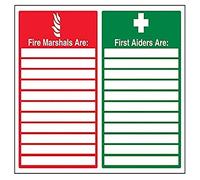 V Safety Fire Marshals/First Aiders Sign - 400mm x 300mm - Self Adhesive Vinyl