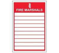 V Safety Fire Marshals - Portrait 150 x 200 mm - Glow In The Dark Self Adhesive Vinyl Safety Sign