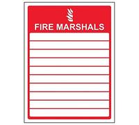 V Safety Fire Marshals with Blanks Sign - 150mm x 200mm - Self Adhesive Vinyl