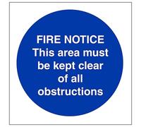 V Safety Fire Notice This Area Must Be Kept Clear 100 x 100 mm - 3mm Aluminium Composite Safety Sign