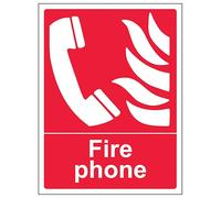 V Safety Fire Phone - Portrait 150 x 200 mm - Self Adhesive Vinyl - Aluminium Effect Safety Sign