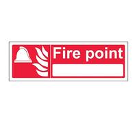 V Safety Fire Point With Blank - Landscape 450 x 150 mm - 3mm Brushed Aluminium Composite Safety Sign