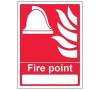V Safety Fire Point With Blank - Portrait 150 x 200 mm - Glow In The Dark Self Adhesive Vinyl Safety Sign
