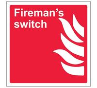 V Safety Firemans Switch - Square 100 x 100 mm - 2mm Super-Tough Rigid Plastic Safety Sign