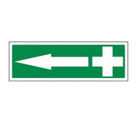 V Safety First Aid Arrow Left Safety Sign - Glow In The Dark - 300X100mm (X3)