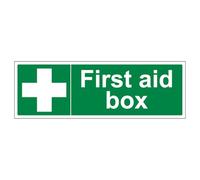 V Safety First Aid Box - Landscape 450 x 150 mm - 3mm Brushed Aluminium Composite Safety Sign
