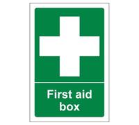 V Safety First Aid Box - Portrait 100 x 150 mm - 3mm Aluminium Composite Safety Sign