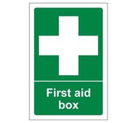 V Safety First Aid Box - Portrait 150 x 200 mm - 3mm Brushed Aluminium Composite Safety Sign