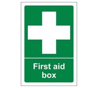 V Safety First Aid Box - Portrait 150 x 200 mm - Glow In The Dark Self Adhesive Vinyl Safety Sign