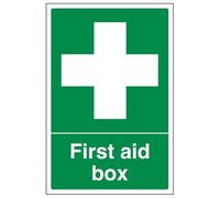 V Safety First Aid Box - Portrait 200 x 300 mm - 2mm Super-Tough Rigid Plastic Safety Sign
