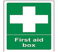 V Safety First Aid Box Sign - 100mm x 150mm - 1mm Rigid Plastic