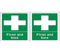 V Safety First Aid Box Sign - 100mm x 150mm - 1mm Rigid Plastic (Pack of 2)