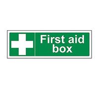 V Safety First Aid Box Sign - 300mm x 100mm - Self Adhesive Vinyl